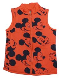 Červená tepláková prošívaná vesta s Mickey Mousem 