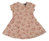 Růžové šaty s krajkou a květinami Primark