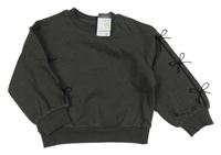Nové - Antracitová crop mikina s mašlemi Primark