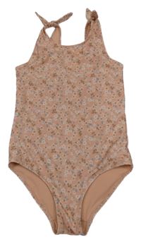 Starorůžové jednodílné květované plavky H&M