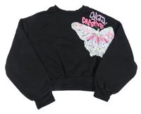 Černá oversize crop mikina s motýlem Primark