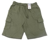 Nové - Khaki teplákové cargo kraťasy Matalan