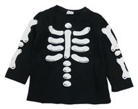 Černé triko s kostlivcem H&M