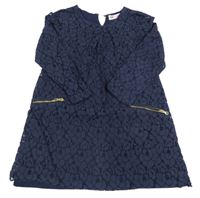 Tmavomodré krajkové šaty se zipy H&M