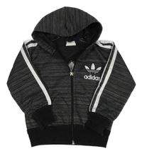 Černá melírovaná propínací mikina s kapucí Adidas