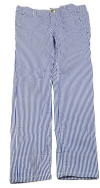 Modro-bílé pruhované plátěné kalhoty H&M