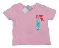 Nové - Světlerůžové tričko s nápisem Primark
