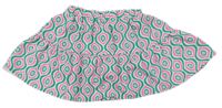 Bílo-zeleno-růžová vzorovaná sukně s všitými kraťasy 