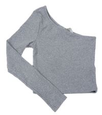 Šedé asymetrické třpytivé pletené crop triko H&M