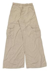 Béžové plátěné široké cargo kalhoty H&M