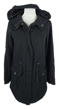 Dámský černý šusťákový podzimní kabát s kapucí H&M