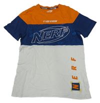 Bílo-tmavomodro-oranžové tričko - Nerf