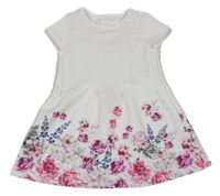 Bílo-růžovo-barevné šaty s květy Matalan