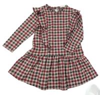 Růžovo-šedé kostkované šaty s volánky Primark