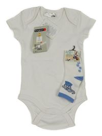 Nové - 2set - Bílé body + bílé ponožky se slonem