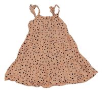 Růžovo-černé šaty s puntíky Primark