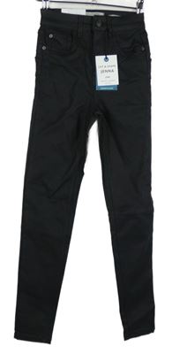 Nové - Dámské černé potažené skinny kalhoty New Look vel. 32
