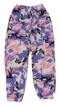 Fialovo-růžové army cargo kalhoty 
