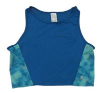 Petrolejovo-vzorovaný sportovní funkční crop top Domyos
