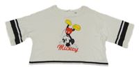Bílo-černé crop tričko s Mickey