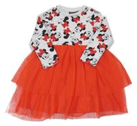 Bílo-červené šaty s Minnie a tylovou sukní Disney