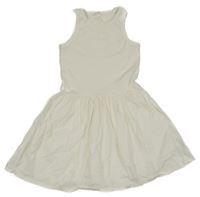 Smetanové žebrovano/plátěné šaty M&S