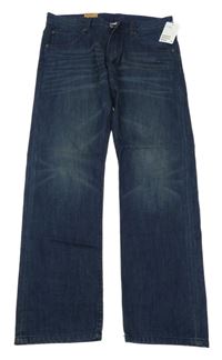 Nové - tmavomodré relaxed rifle H&M