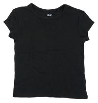 Černé žebrované crop tričko H&M