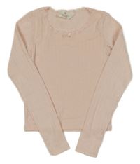 Světlerůžové vzorované pyžamové triko s krajkou H&M