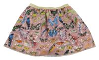 Růžovo-barevná flitrová sukně s papoušky H&M