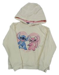 Smetanová mikina se Stitchem a Angel a kapucí Disney