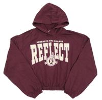 Vínová crop mikina s nápisem a kapucí H&M