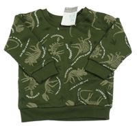 Nové - tmavozelená mikina s dinosaury Primark