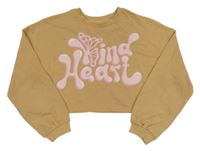 Hnědá crop mikina s nápisem H&M