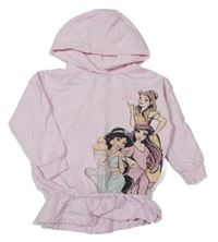 Světlerůžová peplum mikina s princeznami a kapucí 