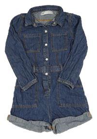Modrý riflový kraťasový overal s límečkem Denim Co.