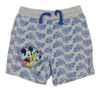 Šedo-modré teplákové kraťasy s Mickeym Disney
