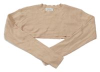 Béžové žebrované úpletové crop bolérko ZARA