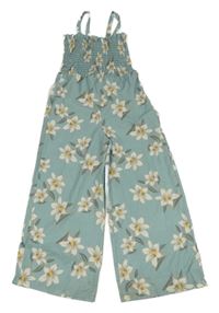 Zelený květovaný lehký culottes overal Shein