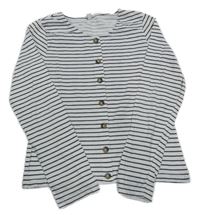 Bílo-černé pruhované crop triko s knoflíčky C&A
