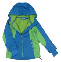 Modro-zelená softshellová bunda se stromem a kapucí crivit