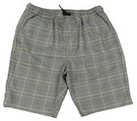 Černo-bílo-hnědé kostkované chino kraťasy Next