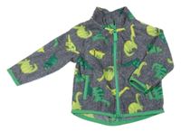 Šedá melírovaná fleecová propínací mikina s dinosaury Dunnes