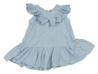 Světlemodré šaty s volánky s madeirou H&M