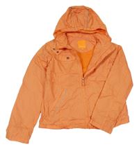 Oranžová kostkovaná šusťáková podzimní bunda s kapucí Sttaccato