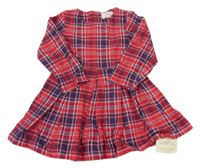 Červeno-tmavomodro-bílé kostkované šaty Mothercare