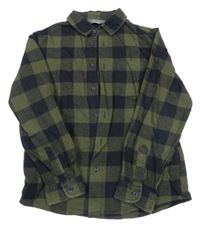 Khaki-černá kostkovaná flanelová košile Primark