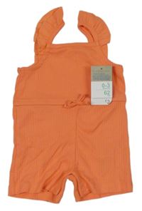 Nové - oranžový žebrovaný kraťasový overal Primark