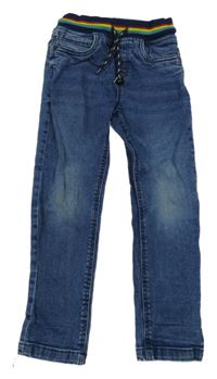 Modré skinny rifle s úpletovým pasem Tu