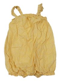 Žluto-bílý vzorovaný kraťasový overal H&M